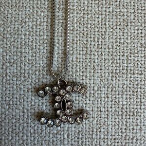 Upcycled silver Crystal Pendant Necklace